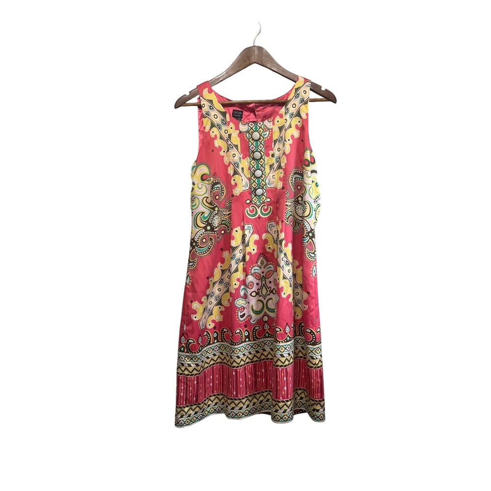 Nicole by Nicole Miller Dress Womens 10 Red Boho Paisley Geometric Excellent